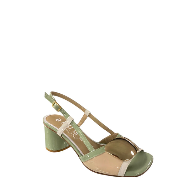 Bruglia  Mint/sand medallion patent slingback 9228
