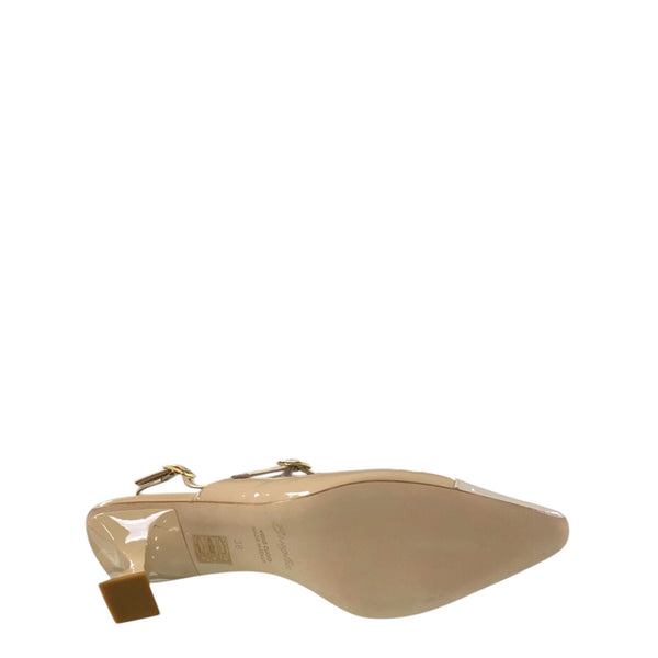 Bruglia Sand/Off white patent slingback  9218-50