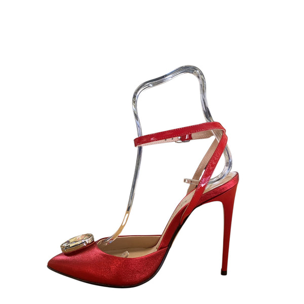 Bruglia Red jewel high heel with ankle strap shoe