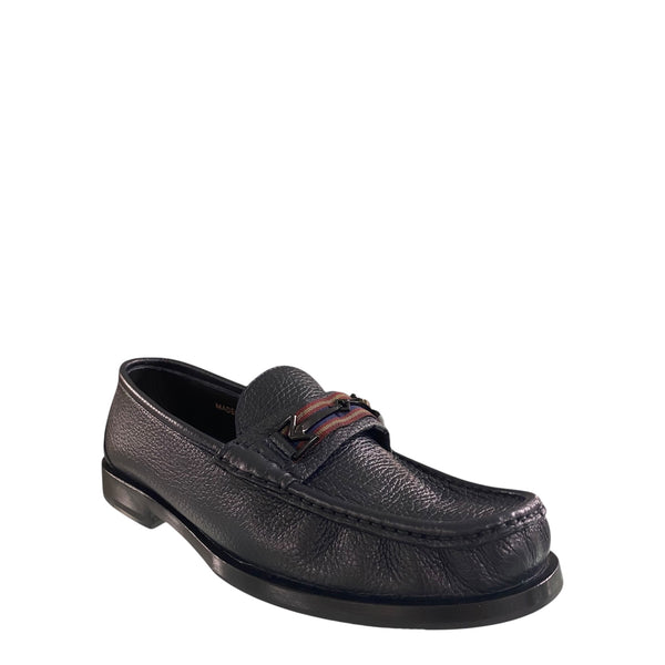 Moreschi 44609 Black loafer with Navy/Bordo ribbon 40% OFF