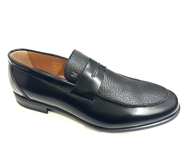 MORESCHI Black leather moccasin  40% OFF