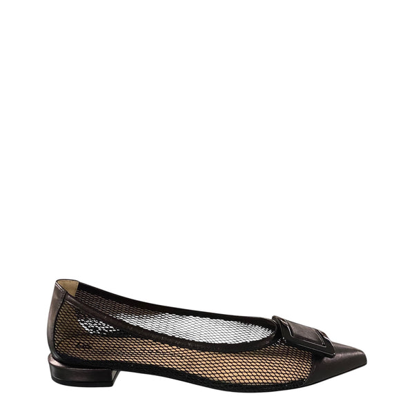 Fabio Rusconi Black flat mesh buckle shoe D0RIS 1643