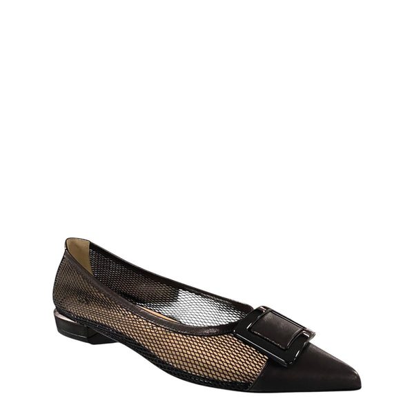 Fabio Rusconi Black flat mesh buckle shoe D0RIS 1643