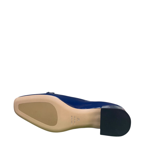 Stefano Stefani Navy verlux leather gold buckle shoe