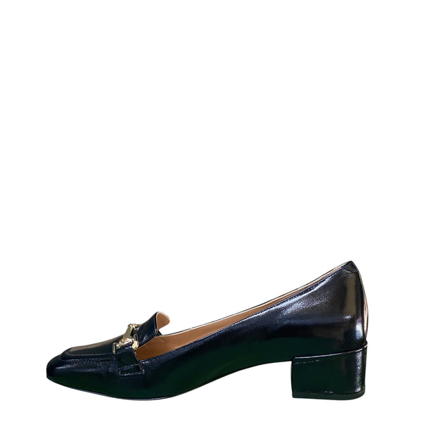 Stefano Stefani patent black gold buckle shoe