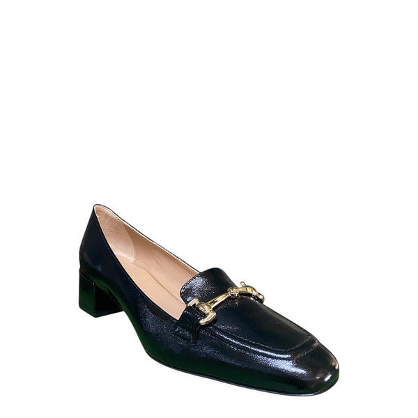 Stefano Stefani patent black gold buckle shoe