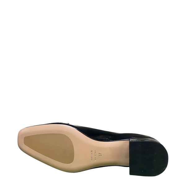 Stefano Stefani patent black gold buckle shoe