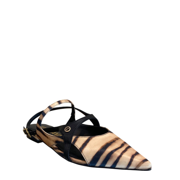 JUST CAVALLI Zebra satin flat shoe