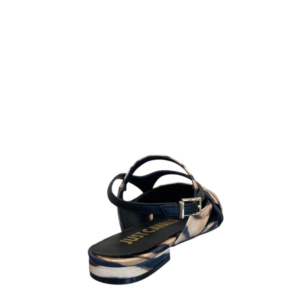 JUST CAVALLI Zebra satin flat shoe