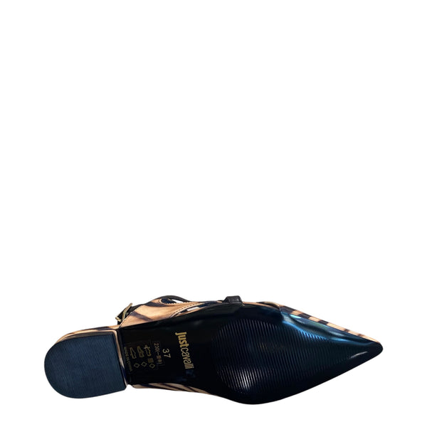 JUST CAVALLI Zebra satin flat shoe