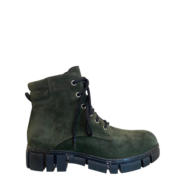 Bruglia Green suede combat laceup boot 6524