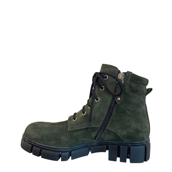 Bruglia Green suede combat laceup boot 6524