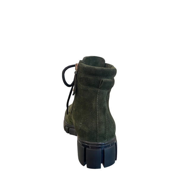 Bruglia Green suede combat laceup boot 6524