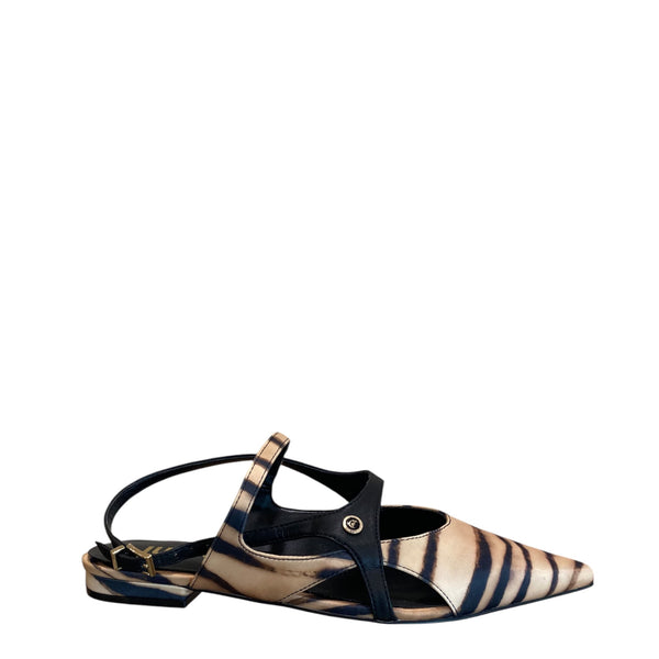 JUST CAVALLI Zebra satin flat shoe