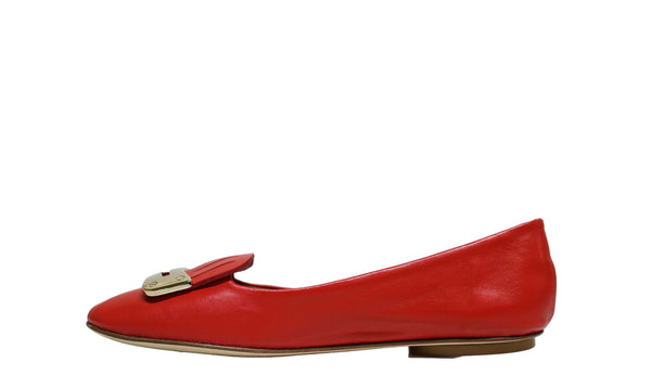 Love Bruglia Women’s Red Leather Fringe Flat Shoe 6930