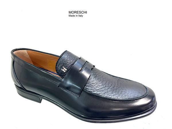 MORESCHI Black leather moccasin  40% OFF