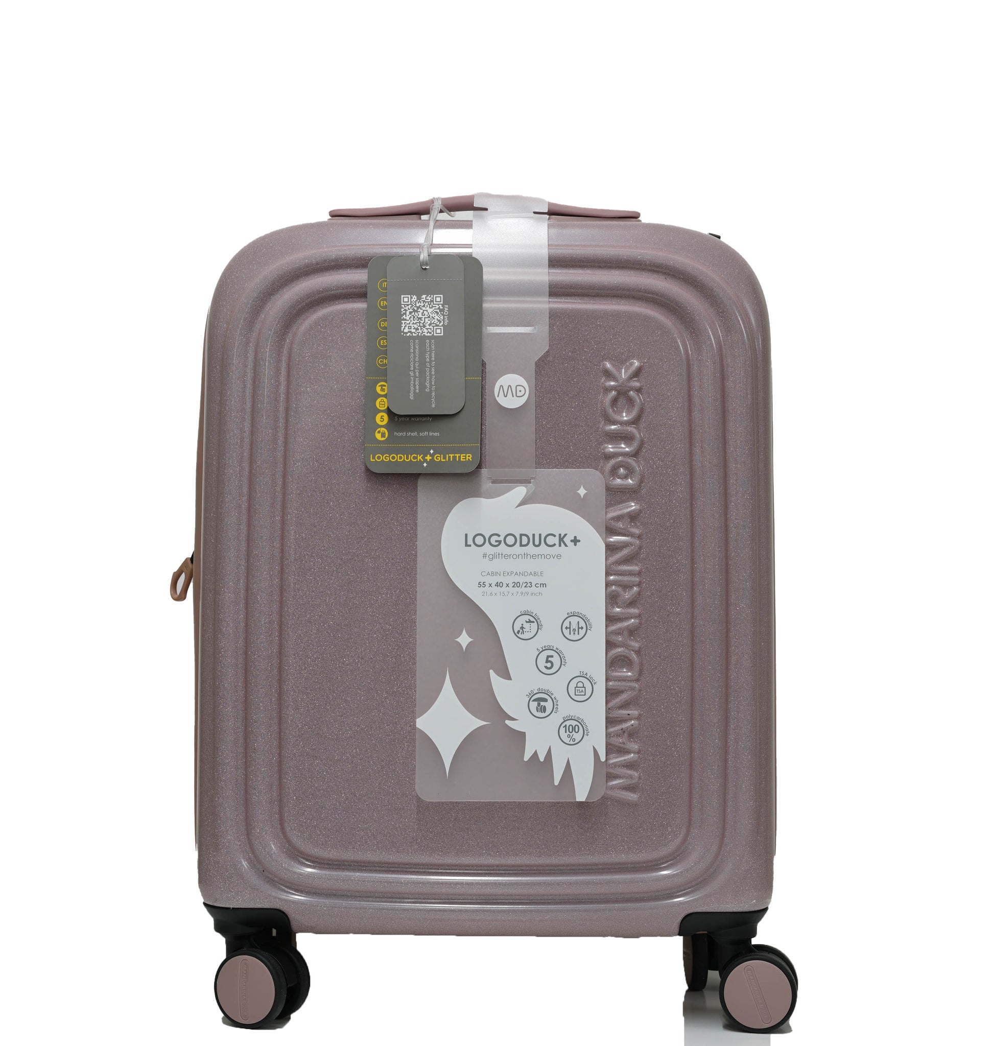 Mandarina Duck Cabin Pink Glitter Logo Trolly Luggage P10GXV