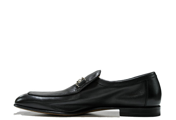 Moreschi Men's Black Leather Logo Loafer 44381