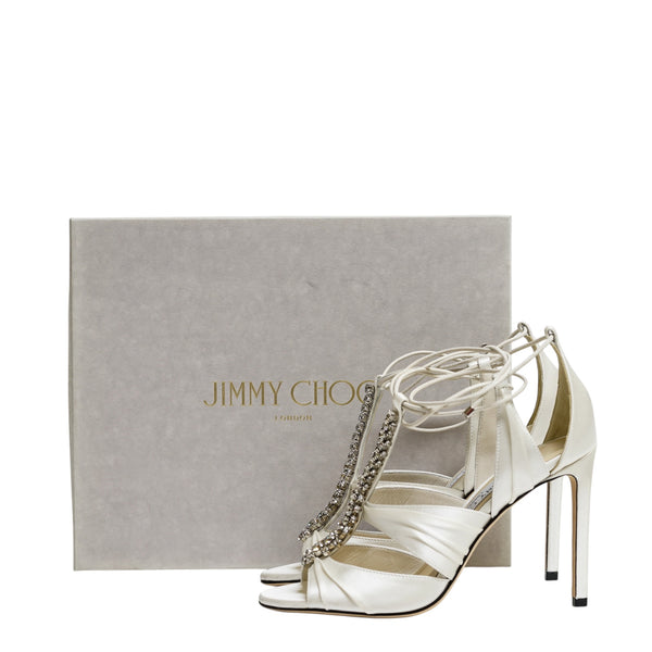 Jimmy Choo Women's Ivory Satin Sandal Kenny 100.  60% off