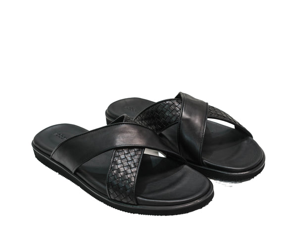 Roberto Serpentini Men's Black Cross Sandals MT1700