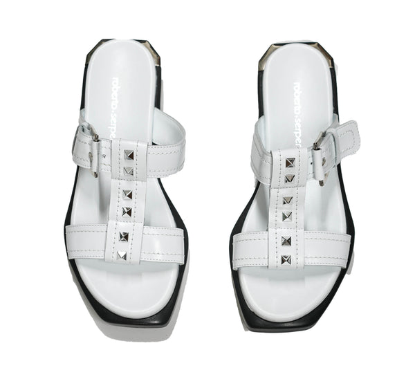 Roberto Serpentini Women's White Leather Sandal 17501