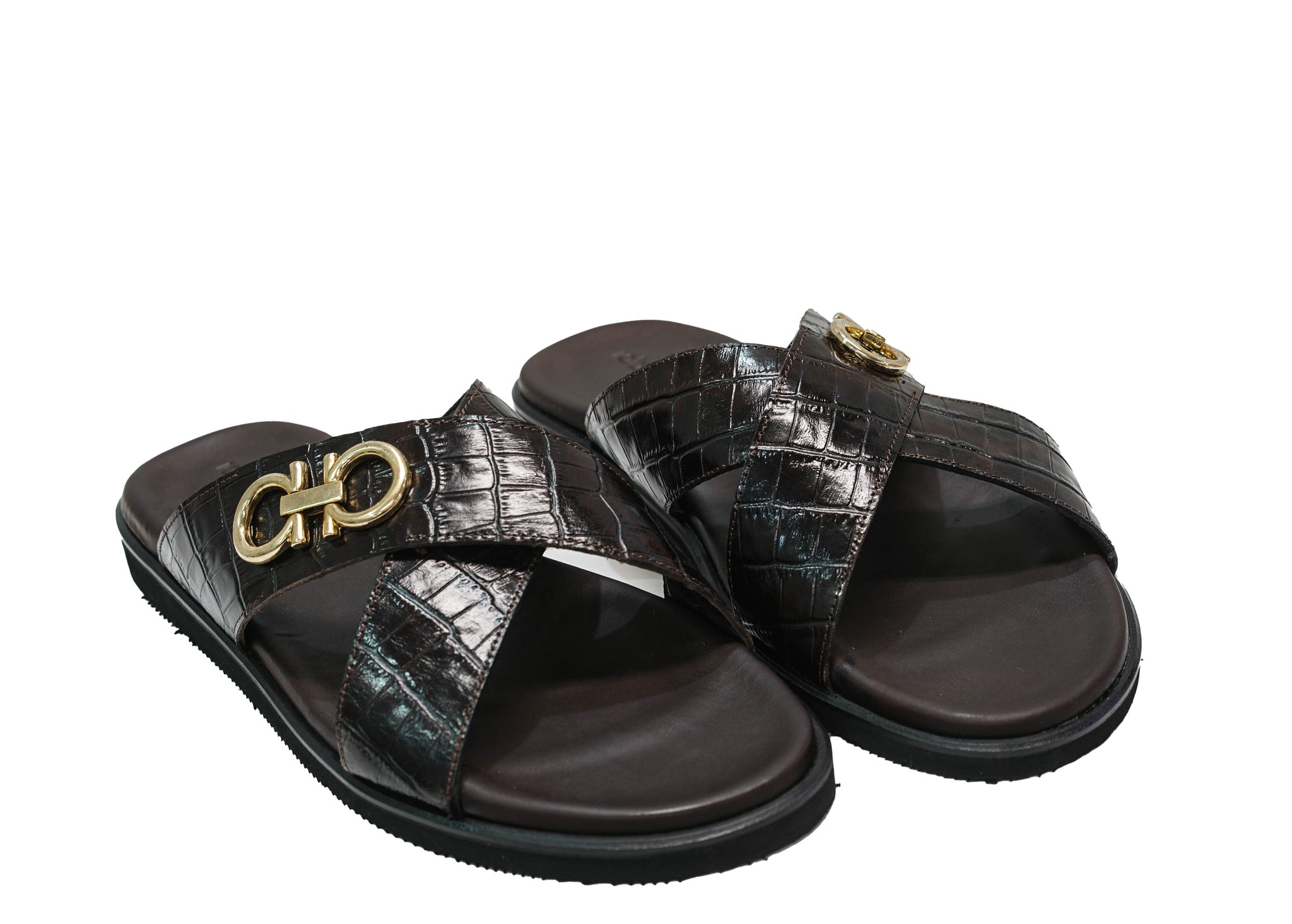 Roberto Serpentini 4100 Black Leather Slides Men Comfort Sandals Roberto Serpentini Men main image 3