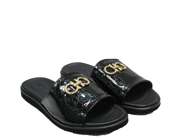 Roberto Serpentini Men's Black Buckle Sandals MT5100 40% OFF