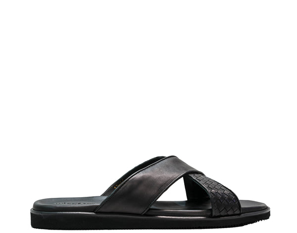 Roberto Serpentini Men's Black Cross Sandals MT1700 40% OFF