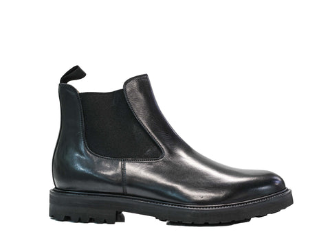 Stefano Stefani Men's Black Leather Pull On Boot 9087