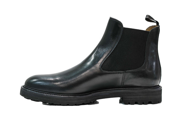 Stefano Stefani Men's Black Leather Pull On Boot 9087