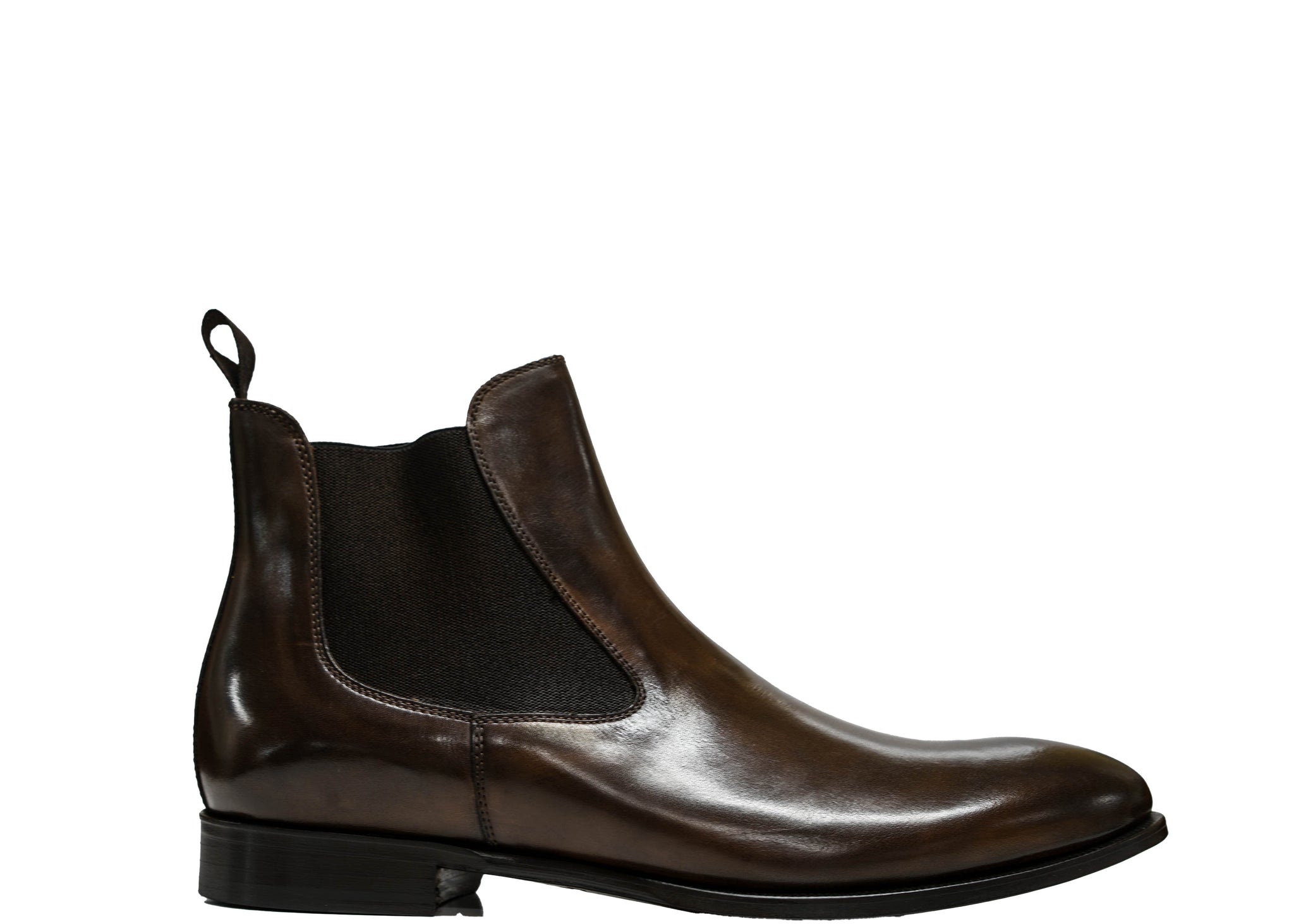 Mens brown leather pull on boots hotsell