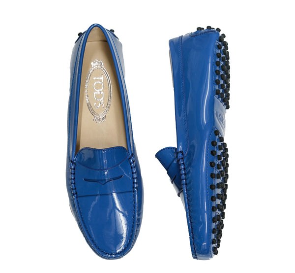 Tod's Women's Blue Patent Leather Moccasin G00010P