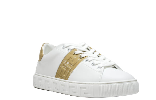 Versace Women's White & Sand Leather Sneaker 1013568