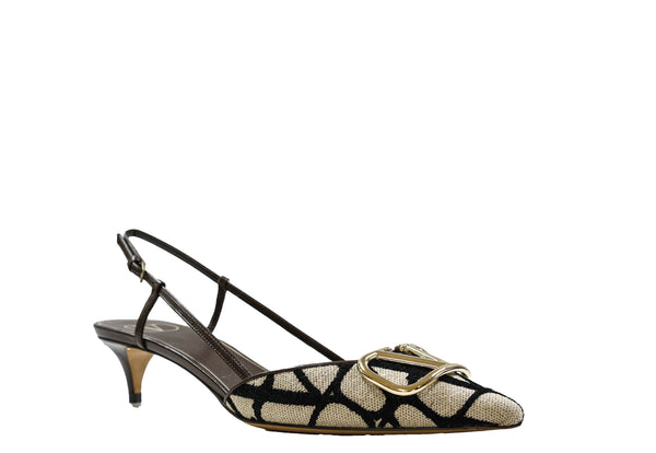 Valentino Garavani Women's Black V Logo Fabric Slingback EBH