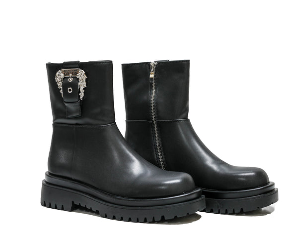 Versace Jeans Women's Black With Silver Buckle Boot 73VAS69V- 40% OFF