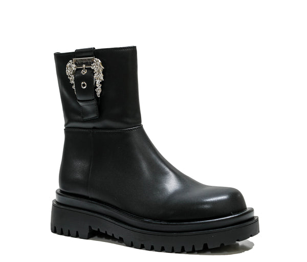 Versace Jeans Women's Black With Silver Buckle Boot 73VAS69V- 40% OFF