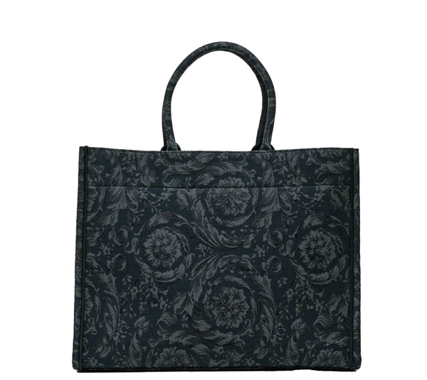 Versace Black & Gold Extra Large Embroidery Jacquard Barocco Tote Bag 1013152 20% OFF