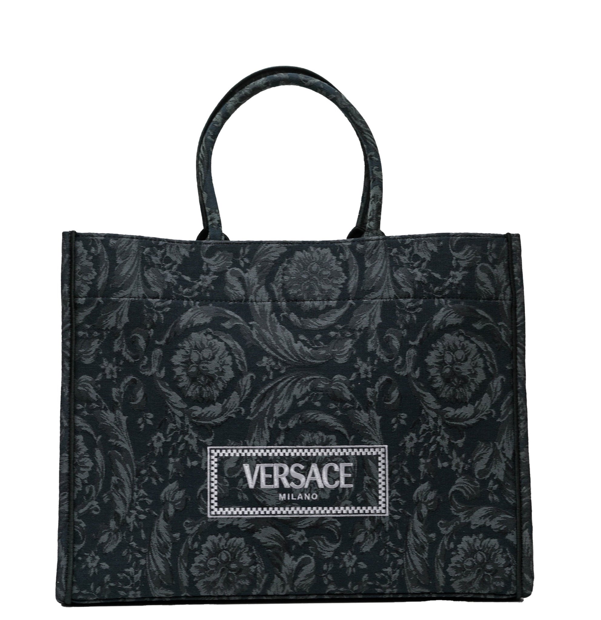 Versace Black & Gold Extra Large Embroidery Jacquard Barocco Tote Bag 1013152 20% OFF