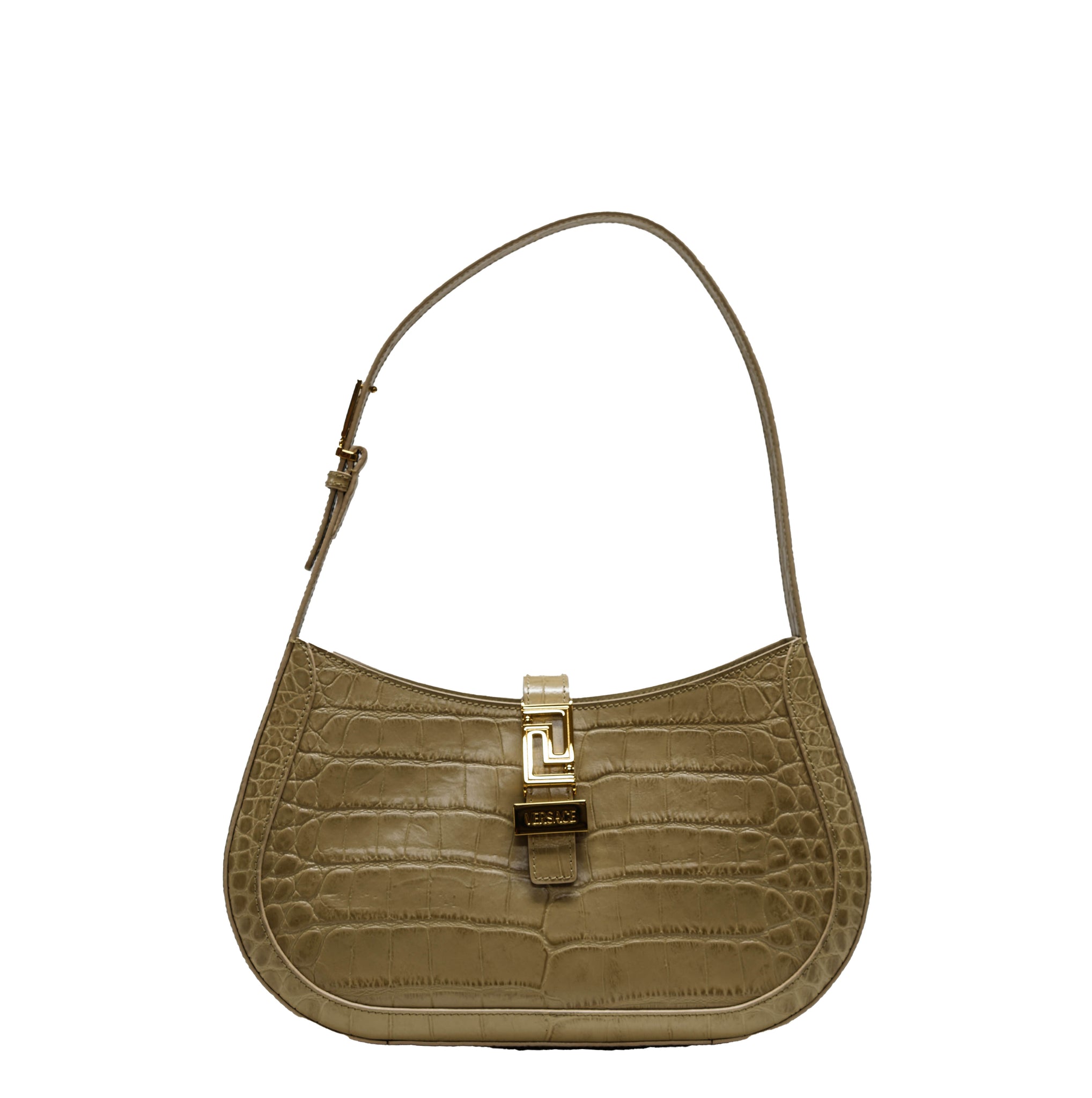 Versace Sand Croc-print Leather Hobo Bag 1013166 30% OFF