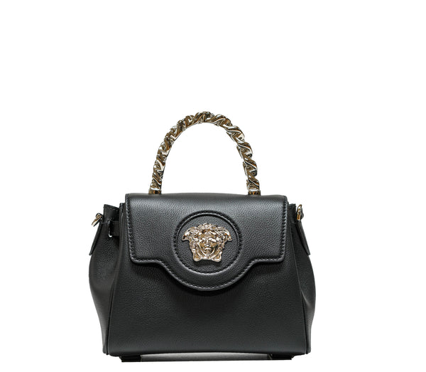 Versace Top Handle Black & Silver Leather Bag DBF1040 30% OFF