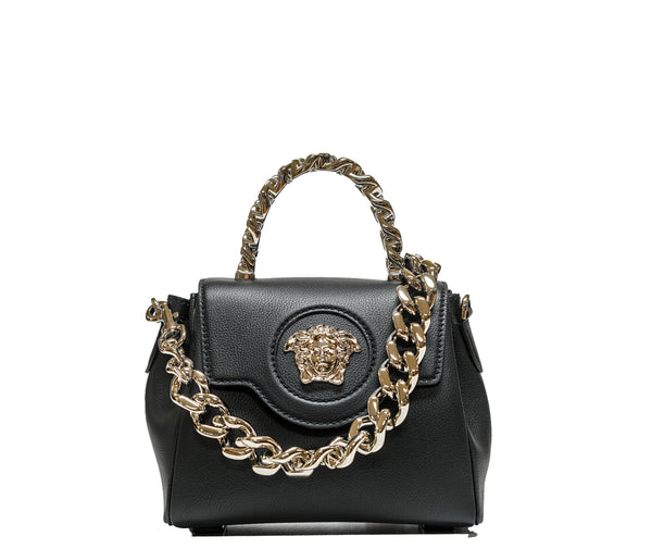 Versace Top Handle Black & Silver Leather Bag DBF1040 30% OFF