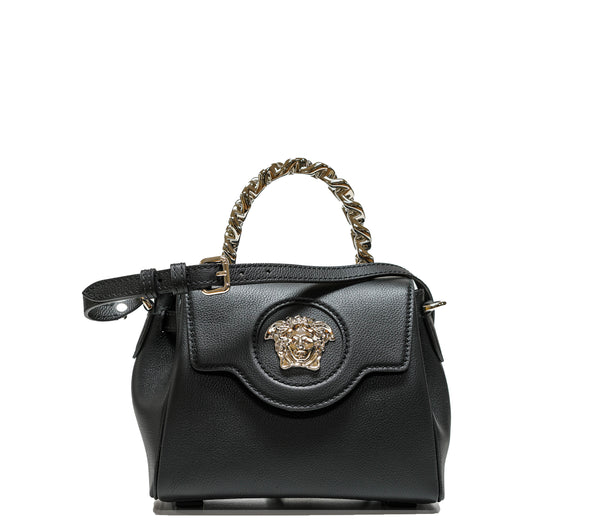 Versace Top Handle Black & Silver Leather Bag DBF1040 30% OFF