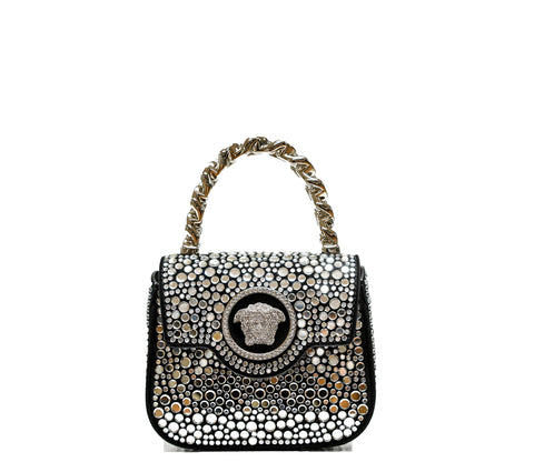 Versace La Medusa Embellished Small Tote Bag Black 1003016 - Now 20% OFF