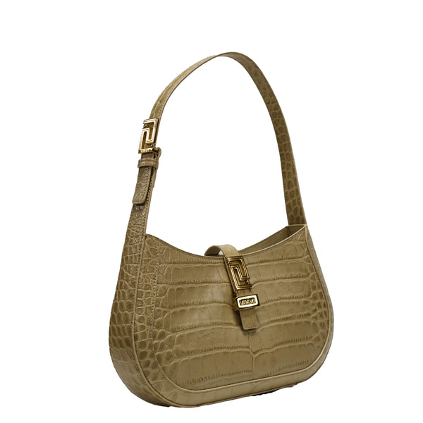 Versace Sand Croc-print Leather Hobo Bag 1013166 30% OFF