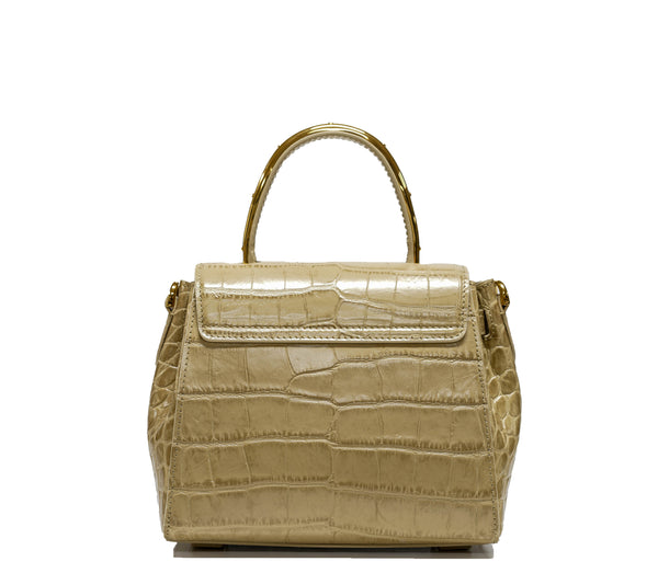 Versace Sand Croc-effect Leather Top Handle Bag DBF10140 - Now 20% OFF