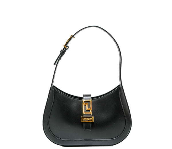 Versace Black & Gold Calf Leather Small Hobo Shoulder Bag 1013167 30% OFF