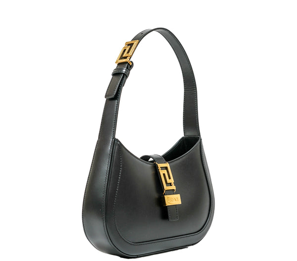 Versace Black & Gold Calf Leather Small Hobo Shoulder Bag 1013167 30% OFF