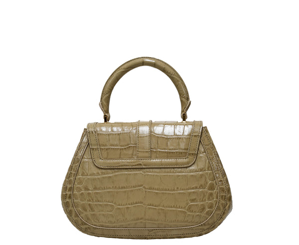 Versace Sand & Gold Embossed Croc Medium Leather Bag 1012105 30% OFF