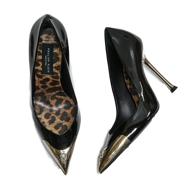 Philipp Plein Women's Black Silver Heel Pump WSD8 $590  FIXED PRICE