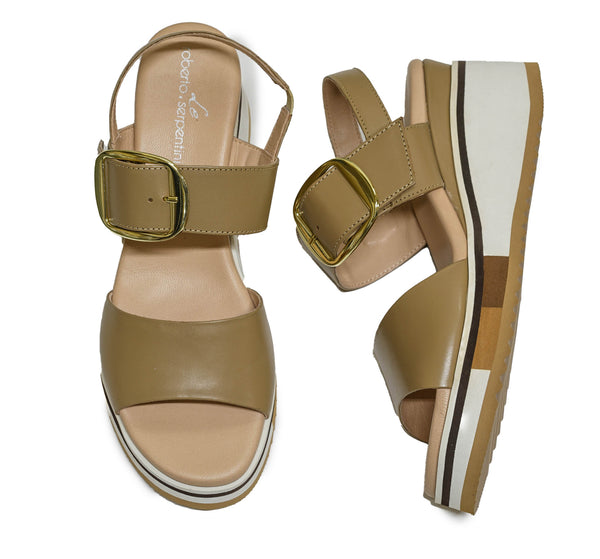 Roberto Serpentini Women's Tan Stripe Sandal 5126 40% OFF